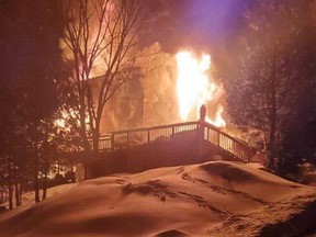 Photos from the scene of a serious fire in La Peche, Quebec.
