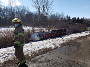 Brant OPP were on the scene of an accident involving a tractor-trailer and an SUV Thursday afternoon as it temporarily closed part of Highway 403.
(Submitted photo)