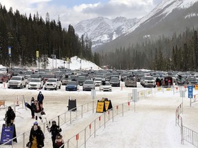 With the temperatures staying in the deep freeze last week Banff Sunshine Village decided to temporarily close for the first time in years due to COVID regulations conflicting with the extreme cold weather between Feb. 9. - Feb.12. "Due to limited indoor capacity, and COVID socially distancing challenges in the cold weather we knew it was best to close last week. Our policy states our ski gondolas cannot operate at under -30 below temperatures for the safety of both our guests and staff working outside," said Kendra Scurfield, communications director. (Pictured) A full car park on Feb.2. 2021. Photo Marie Conboy/ Postmedia.