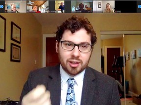 Dr. Ethan Toumishey addresses the Hastings and Prince Edward Counties Board of Health Wednesday during an online meeting.