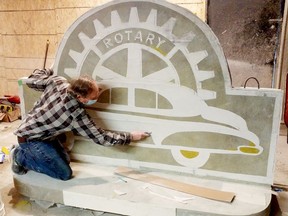 Dave Sheridan works on a sculpture of Old Meg that Rotarians want to turn into an annual winter attraction. (SUBMITTED PHOTO)