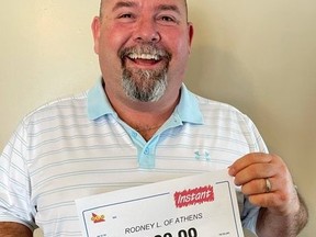 Rod Linderman of Athens won $75,000 on a National Lampoon's Christmas Vacation scratch ticket. Photo distributed by OLG