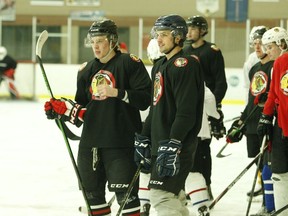 Brockville Braves practice at the Memorial Centre on Friday afternoon.
Tim Ruhnke/The Recorder and Times