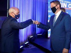 Conservative Leader Erin O'Toole, left, isn't as popular as his predecessor, Andrew Scheer (right) at the same point in their respective tenures.