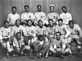The 1934 Ontario Baseball Amateur Association intermediate B champions, the Chatham Coloured All-Stars, are shown in a team photo taken before their successful run for the title. Team members are, front row, left: Stanton Robbins, batboy Jack Robinson and Len Harding. Second row: Hyle Robbins, Earl "Flat" Chase, King Terrell, Don Washington, Don Tabron, Ross Talbot and Cliff Olbey. Back row: coach Louis Pryor, Gouay Ladd, Sagasta Harding, Wilfred "Boomer" Harding and coach Percy Parker. Manager Joe "Happy" Parker is absent. Daily News File Photo