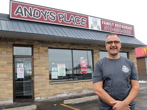 Andy's Place Family Restaurant owner Koullies Stylianou is putting safety first when it comes to operating his business under slightly lessened COVID-19 restrictions that begin Tuesday. Ellwood Shreve/Chatham Daily News/Postmedia Network