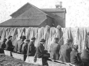 Goderich fishermen mending the nets, circa 1890. Courtesy R.R. Sallows Gallery