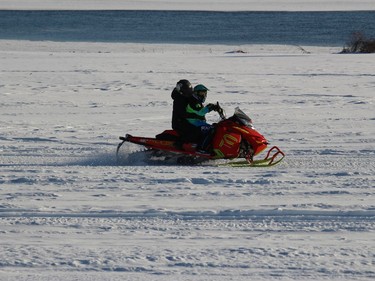 Snowmobilers out on the trail, between Highway 2 and the St. Lawrence River. Photo on Sunday, January 31, 2021,  in Long Sault, Ont. Todd Hambleton/Cornwall Standard-Freeholder/Postmedia Network