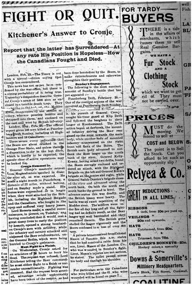 "Soldiers of the Queen" recalls Canadians fighting in the Boer Wars on Feb. 23, 1900. Handout Not For Resale