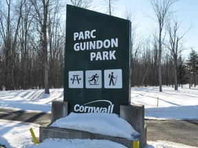The entrance to the city's largest park, Guindon Park. Photo taken on Thursday February 25, 2021 in Cornwall, Ont. Francis Racine/Cornwall Standard-Freeholder/Postmedia Network