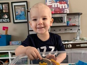 Three-year-old Jack has an army of support for his battle against a serious illness that requires chemotherapy and stem-cell treatment.Handout/Cornwall Standard-Freeholder/Postmedia Network

Handout Not For Resale