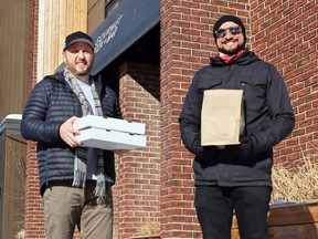 Handout/Cornwall Standard-Freeholder/Postmedia Network
Your Local Taste Buds co-founders Pat Larose, left, and Matt Girgis, with some DISHED eats in hand.

Handout Not For Resale