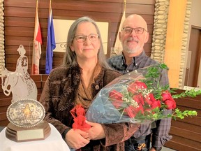 Valerie McCracken, the latest resident to be named to the Order of Cochrane, with her husband Jeff. Town of Cochrane