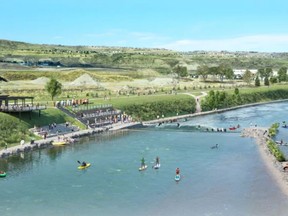 A conceptual image released last year of the Cochrane River Wave Park.