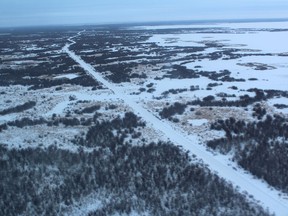 The Fort Chipewyan Winter Road, as seen from the air, on Thursday, January 16, 2020. Vincent McDermott/Fort McMurray Today/Postmedia Network