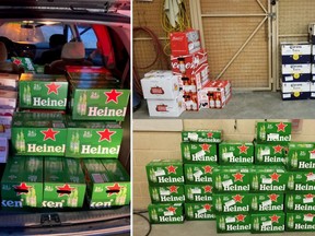 Fifty-eight cases of beer seized by the Ontario Provincial Police in Tyendinaga Township on Wednesday.