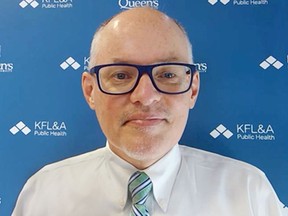 Dr. Kieran Moore, medical officer of health for Kingston, Frontenac and Lennox and Addington Public Health, during a news conference call on Tuesday.