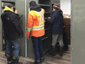 Photo supplied
On Saturday, Feb. 13, Tim Derasp JC’s Construction and eight of his employees, volunteered their time to help the Elliot Lake Emergency Food Bank move to its new location at 29 Columbia Walk.