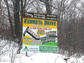 North Bay council gave final approval, Tuesday, to the Phase 2 south plan of subdivision by Laurentian Heights Ltd. for six, single-detached dwelling lots on Kenreta Drive, pictured Wednesday. Michael Lee/The Nugget