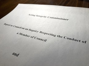 A copy of the acting integrity commissioner's report, released in December, involving Invest North Bay board member Al McDonald and former president George Burton. Nugget File Photo