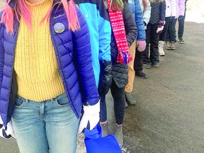 'The Chilly Peppers,' Team Captain Annika Lane at the front. The team raised $3,130. Team member Gail Lane took the photo.