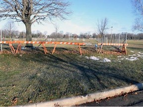 The Sarnia off-leash dog park in German Park was closed in December after an impaired driver crashed through a gate into the facility. Handout/Sarnia Observer/Postmedia Network