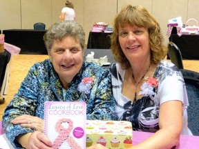 Several years go, the late Helen Young, left, and her daughter Debbie Dumais raised $11,000 for the Juravinski Cancer Centre  through the sale of the Legacy of Love cookbook.  Dumais is now urging residents to support the Port Dover food bank. Those making a $10 donation will have a chance to win a copy of the cookbook. Contributed photo