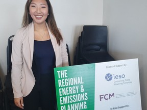 Angela Jiang, program officer for Smart Green Communities, after a meeting on Manitoulin Island. Supplied