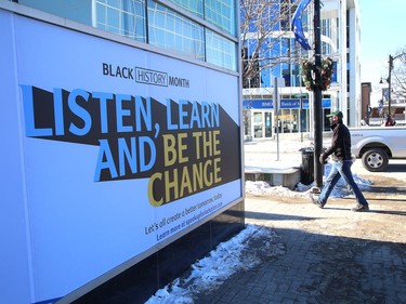 A sign at Durham and Larch streets in Sudbury, Ont. acknowledges February as Black History Month. John Lappa/Sudbury Star/Postmedia Network