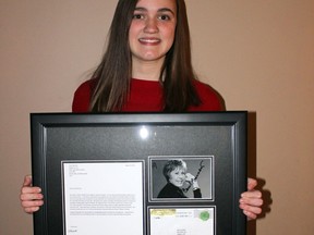 Twelve-year-old Greater Sudburian Alexis Schilkie shows off the autographed photo she received from Carol Burnett. Photo supplied