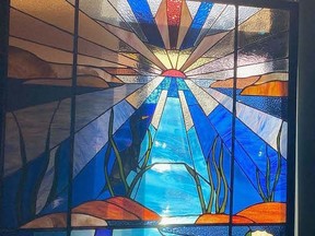 Barb Edwards has donated one of her original stained-glass pieces titled "New Day" to the Manitoulin Health Centre. Supplied