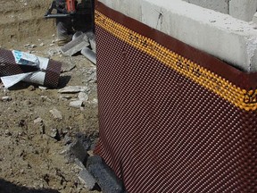 The installation of dimpled drainage sheeting greatly reduces the chance of basement leaks. It provides a vertical drainage channel, allowing water to move downwards to drainage tile, instead of sideways through the foundation wall. Steve Maxwell