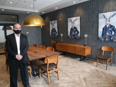 Murray Bowers, director of sales at the Hilton Garden Inn, stands in the conservatory where meetings and social gatherings can be held at the new hotel at 475 Barrydowne Road in Sudbury, Ont. on Tuesday February 16, 2021. John Lappa/Sudbury Star/Postmedia Network