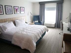 This single king room is located at the Hilton Garden Inn at 475 Barrydowne Road in Sudbury, Ont. The new hotel has 120 guest rooms, an indoor pool, fitness centre, restaurant, bar and lounge. John Lappa/Sudbury Star/Postmedia Network