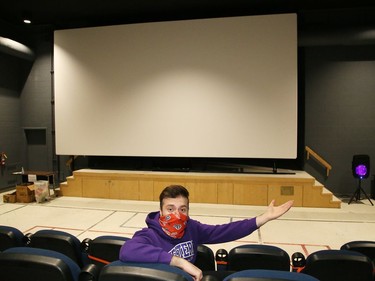 Yaman Aswad, audience development and partnerships intern at Sudbury Indie Cinema in Sudbury, Ont., is inviting the community to the cinema now that the theatre is open again. John Lappa/Sudbury Star/Postmedia Network