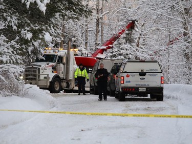 Greater Sudbury Police and the Ministry of Labour attended the scene of a fatal industrial incident on Powerhouse Road in Worthington on Wednesday February 24, 2021. The incident involved a piece of heavy equipment. John Lappa/Sudbury Star/Postmedia Network