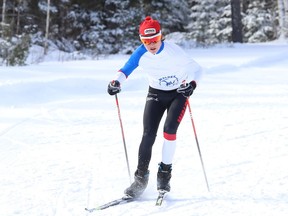 Henri Lefebvre, of College Notre-Dame, competes in a high school nordic preliminary meet at the Onaping Falls Nordic Ski Club in Greater Sudbury, Ont. on Thursday February 25, 2021. John Lappa/Sudbury Star/Postmedia Network