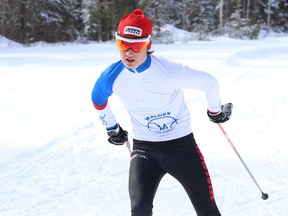 Henri Lefebvre, of College Notre-Dame, competes in a high school nordic preliminary meet at the Onaping Falls Nordic Ski Club in Greater Sudbury, Ont. on Thursday February 25, 2021. John Lappa/Sudbury Star/Postmedia Network