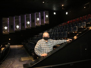 General manager Mark Levesque and his staff were busy getting things ready for reopening at SilverCity Cinemas in Sudbury, Ont. on Thursday February 25, 2021. SilverCity in Sudbury will be among select Cineplex theatres in Ontario that will reopen Friday. For more information on showtimes and tickets, visit Cineplex.com, the Cineplex app or your local theatre. John Lappa/Sudbury Star/Postmedia Network