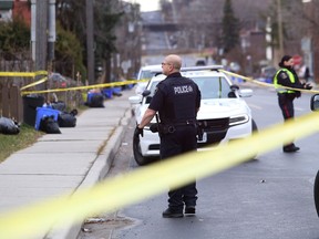 Greater Sudbury Police  investigate a possible gun call on Frood Road in Sudbury on Nov. 19, 2020.  Sudbury now has tactical paramedics who can respond to high-risk situations, including gun calls.