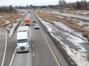 Sudbury MPP Jamie West is accusing the Doug Ford government of putting the final four-laning of Highway 69, pictured here near Sudbury, on the back burner.