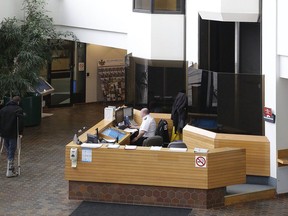 Tom Davies Square in its previous iteration is shown in this file photo. The main foyer area of city hall is undergoing a major makeover, in order to create a one-stop shop.
