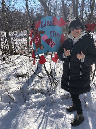 Diane Ikonen of Sudbury came across this Valentine surprise while walking along the Twin Forks trail with a friend. They also noticed that part of the trail had Valentines of different colours in the trees for about 30 feet and a Christmas tree decorated with Valentines. Supplied