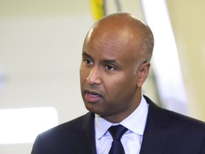 Ahmed Hussen, minister of Immigration, Refugees and Citizenship Canada, addresses an audience at Cambrian College in Sudbury on Jan. 24, 2019. Hussen announced the creation of the Rural and Northern Immigration pilot project.