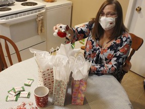 Joanne Hagger-Perritt, with the local chapter of the Kidney Foundation, was packing Valentine's Day special gift bags which will be delivered to people receiving peritoneal and hemodialysis at Timmins and District Hospital on Thursday, Feb. 11.

RICHA BHOSALE/The Daily Press