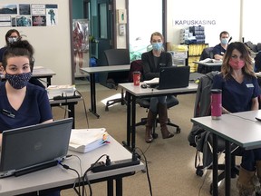 Students enrolled in the new accelerated training program for personal support workers at College Boréal's Kapuskasing campus are seen here in one of their classes.

Supplied