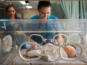 Ariane Lavoie-Fortin, in the foreground, is seen here while training in the practical nursing program at Collège Boréal in Sudbury. Beginning in September 2022, the availability of the program will be extended to other Boréal campuses including those in Kapuskasing and Hearst.

Supplied