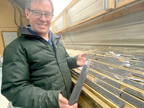 Mark Selby, chair and CEO of Canada Nickel Company, holds a core sample from a recent drilling program at its Crawford Project, 40 kilometres north of Timmins. The program revealed significant deposits of palladium and platinum. 

Supplied