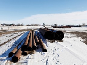 A supply depot servicing the Keystone XL crude oil pipeline lies idle in Oyen, Alberta. PHOTO BY TODD KOROL/REUTERS