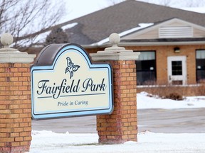 The COVID-19 outbreak at Fairfield Park long-term care home in Wallaceburg was up to 87 cases on Feb. 4. The facility has approxiately 90 residents. Mark Malone/Postmedia Network